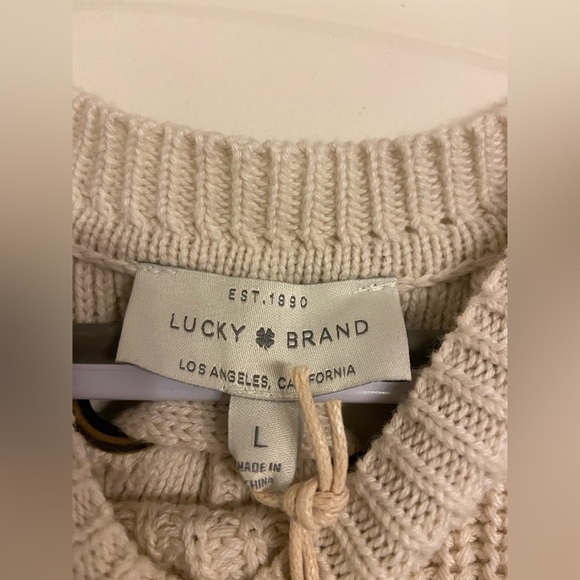 𝅺LUCKY Brand Women’s SZ L Lace Up Back Knit Ivory Sweater-3913 New - Picture 5 of 6